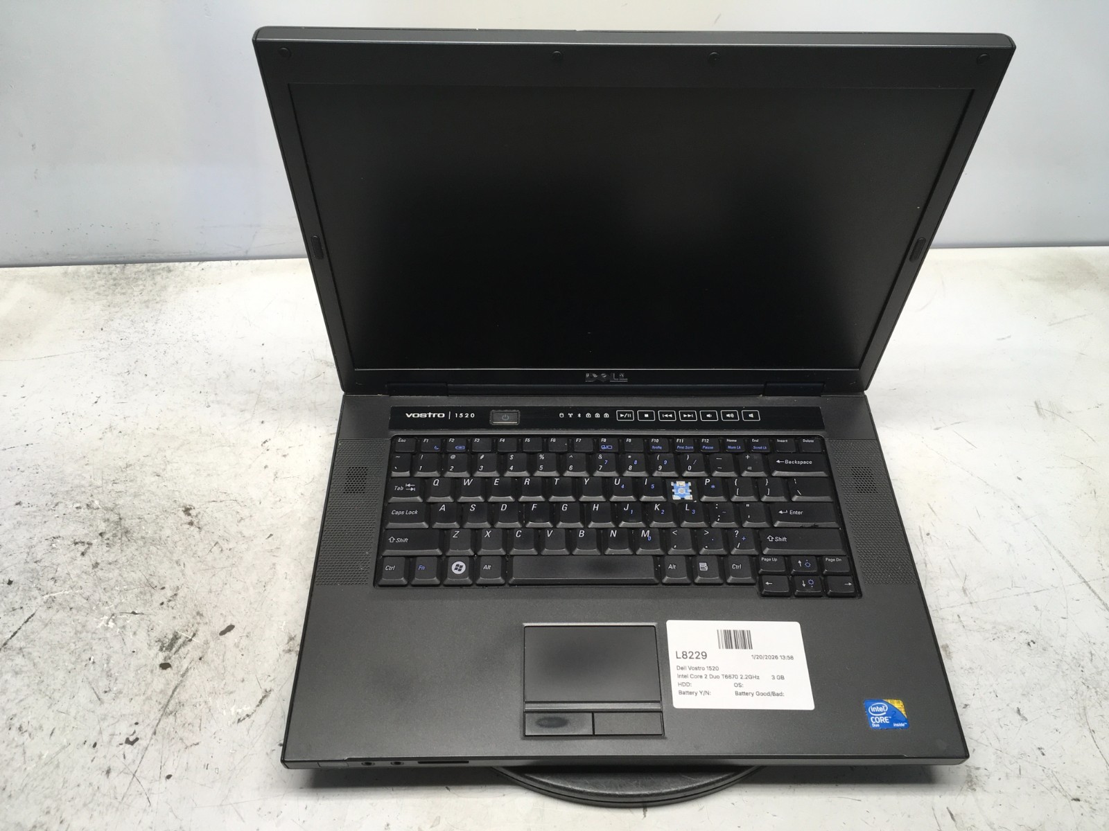 Dell Vostro 1520 Intel Core 2 Duo T6670 2.2GHz 3 GB NO HDD