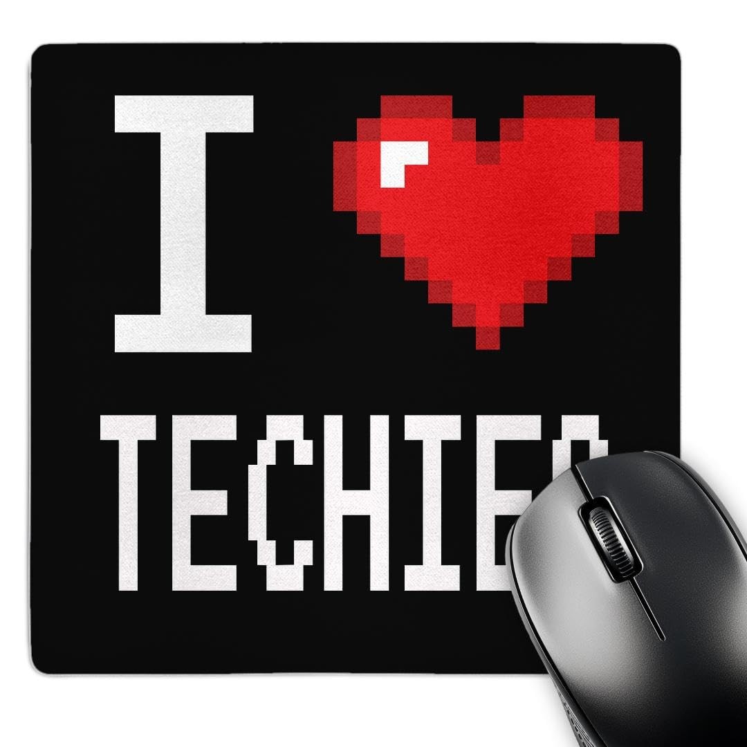 3dRose Geeky Old School Pixelated Pixels 8-Bit I Heart I Love Techies Mouse Pad