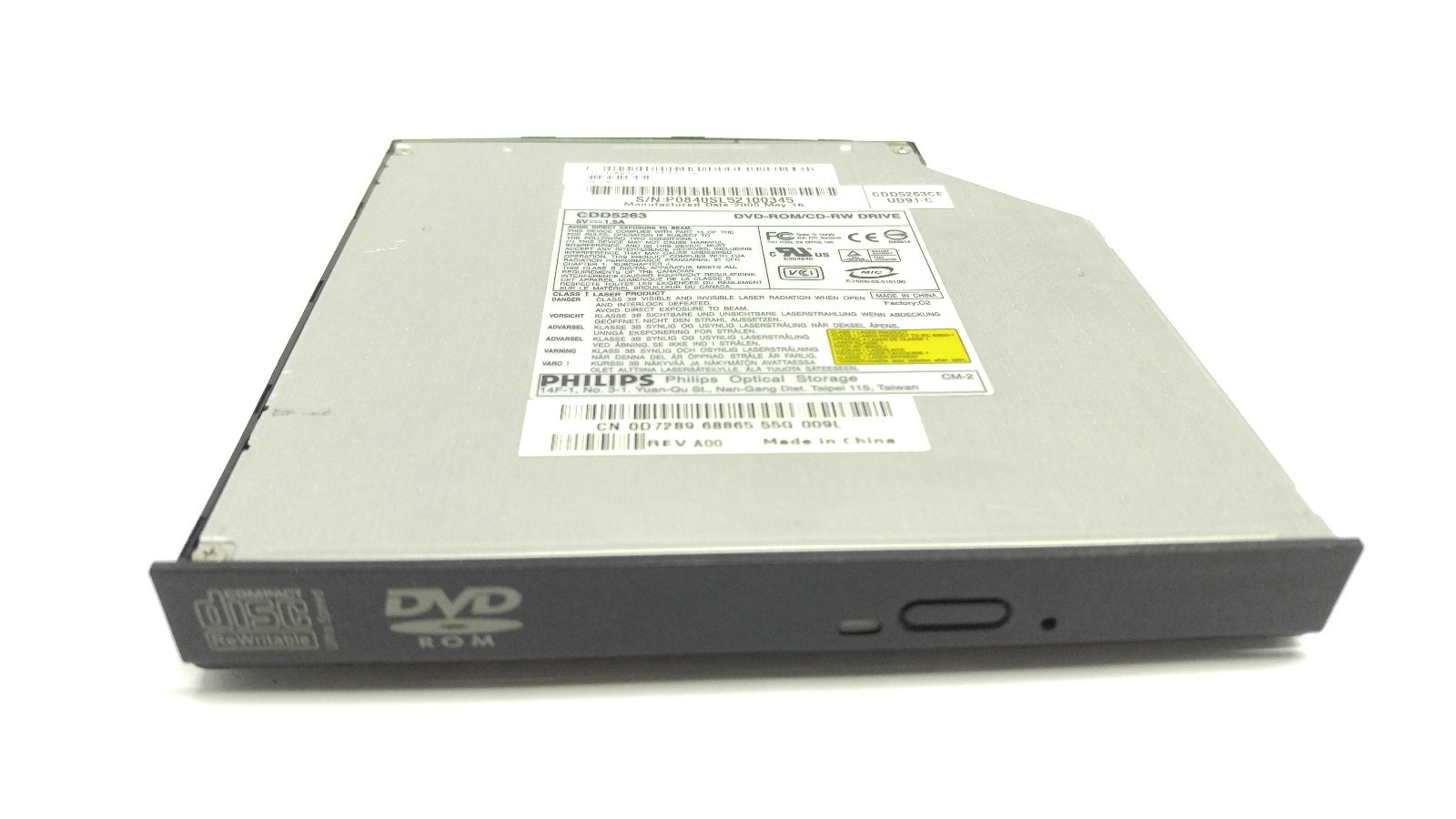 PHILIPS CD-RW DVD ROM CDD5263 SLIM OPTICAL