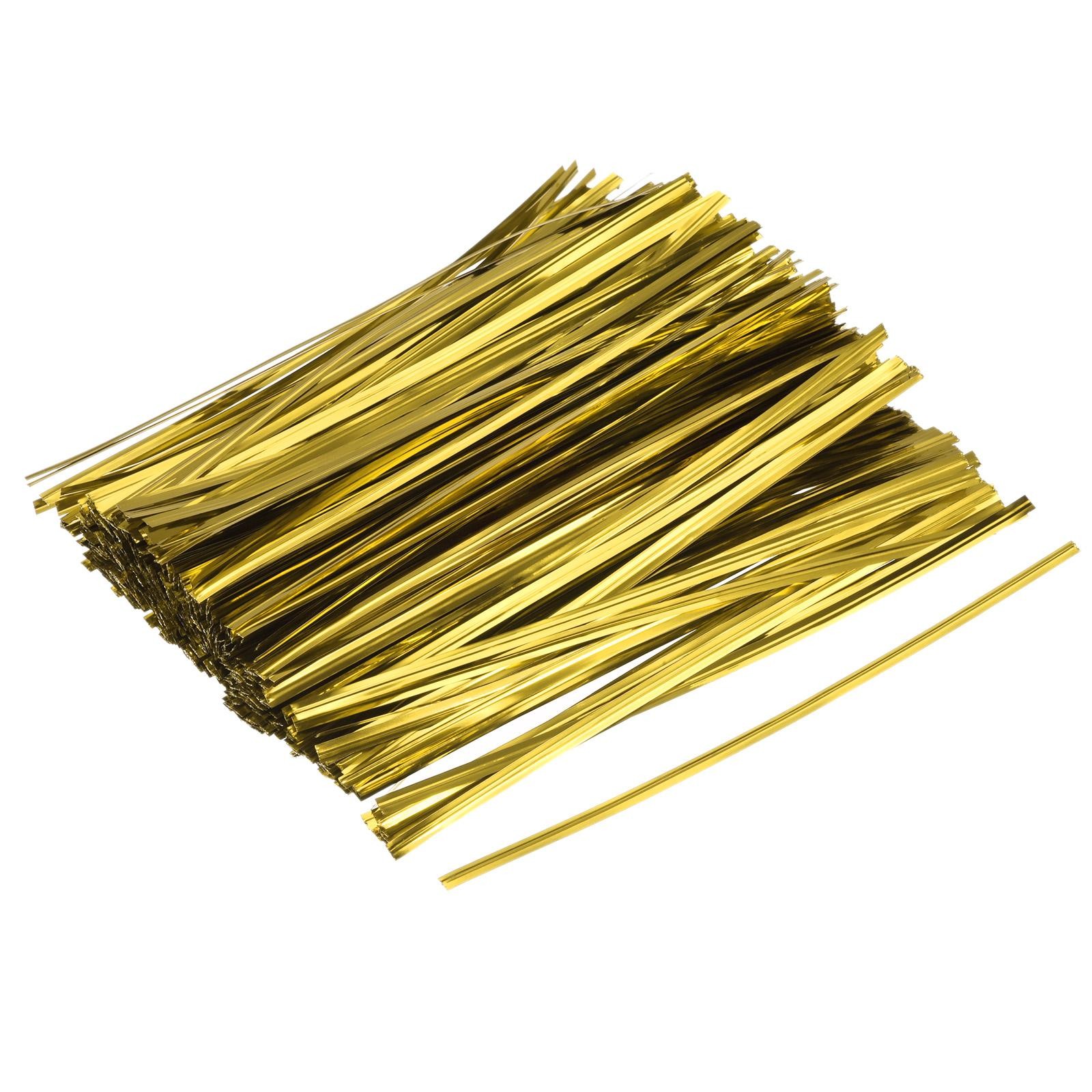 Foil Twist Ties 6" Plastic Closure Tie for Bread, Candy Gold Tone 750pcs