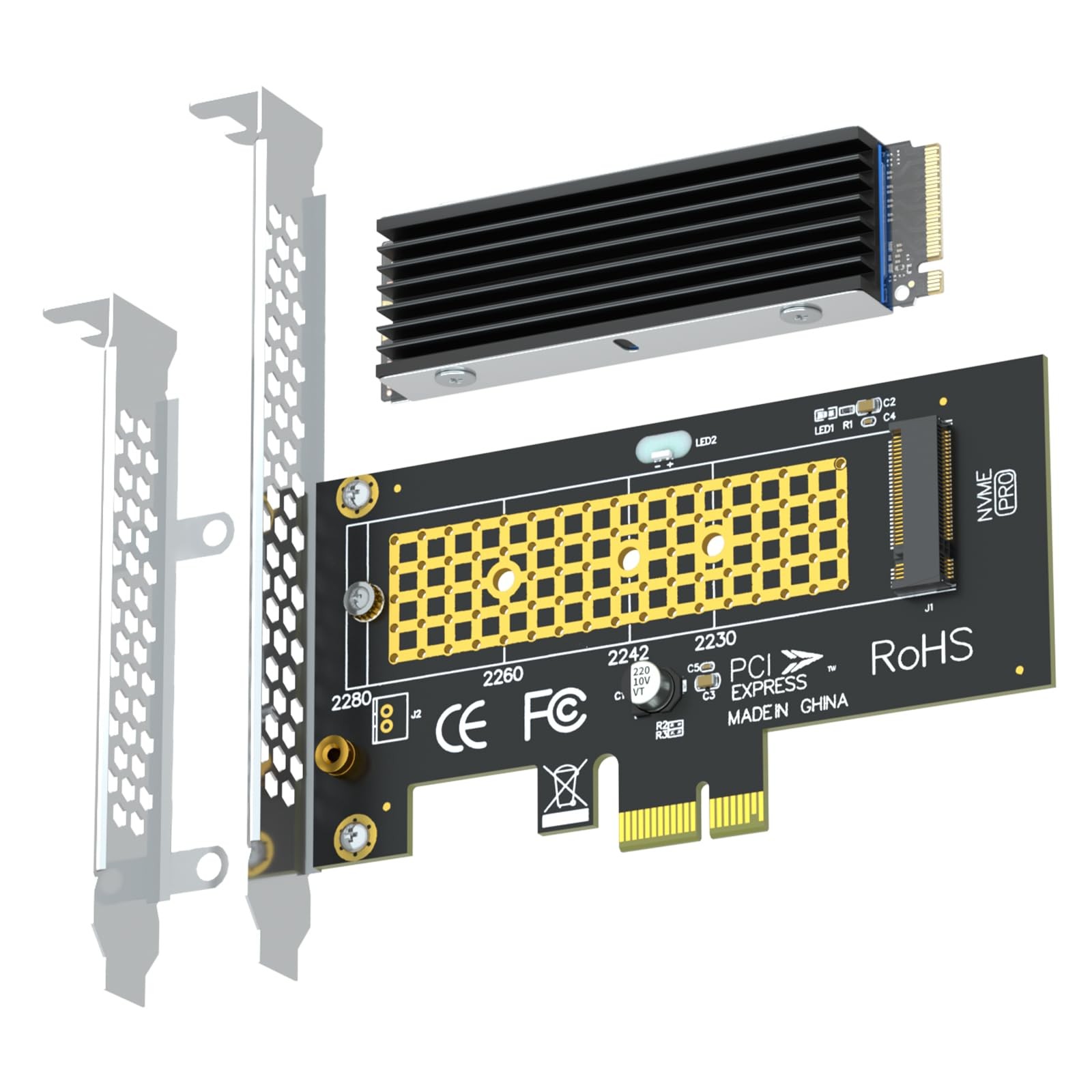 GLOTRENDS PA09-X1-HS M.2 NVMe to PCIe X1 Adapter with Heatsink for Black 
