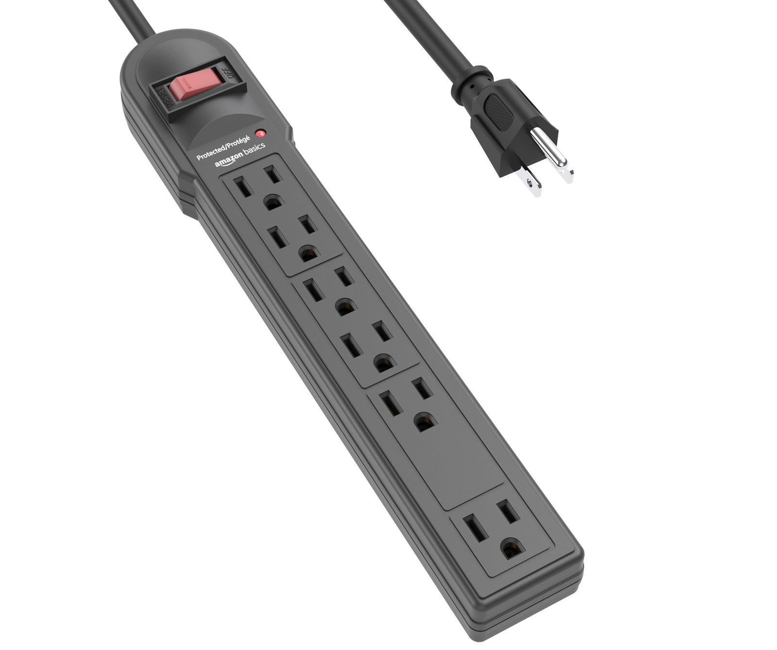 Amazon Basics Surge Protector Power Strip 6-Outlet 790 Joules 6ft Cord