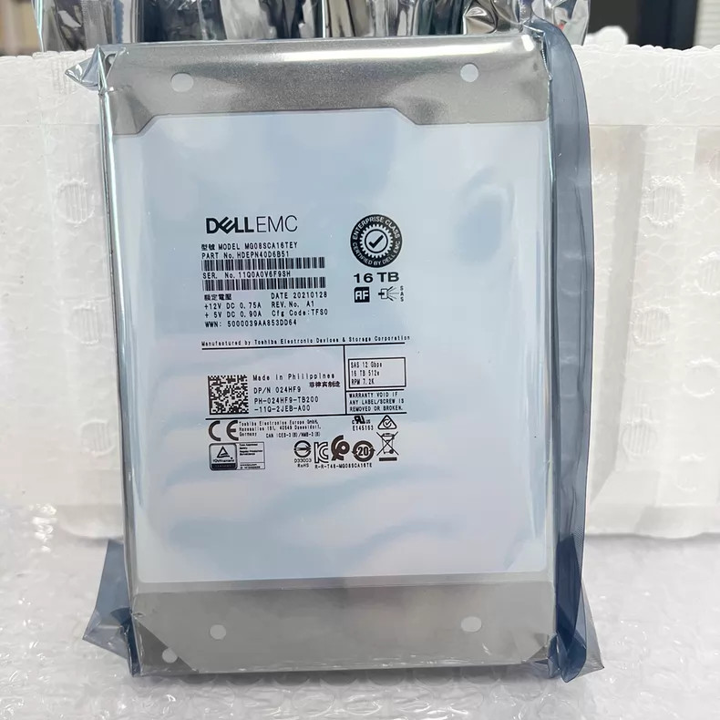 FOR Dell 16TB 7.2K RPM SAS 12Gb/s 512e 3.5" HDD 024HF9 MG08SCA16TEY Hard Drive