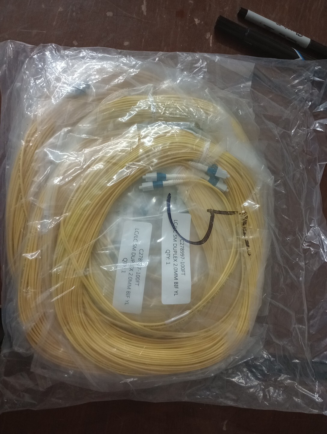 100ft  Lc To Lc Corning SM Dublex Fiber Optic Cables-(5) 100FT FIBERS