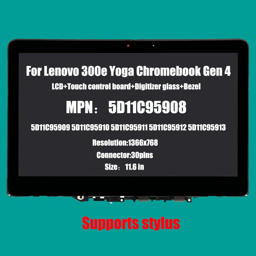 For Lenovo 300e Yoga Chromebook Gen 4 82W2 5D11C95908 11.6" LCD Touch Screen