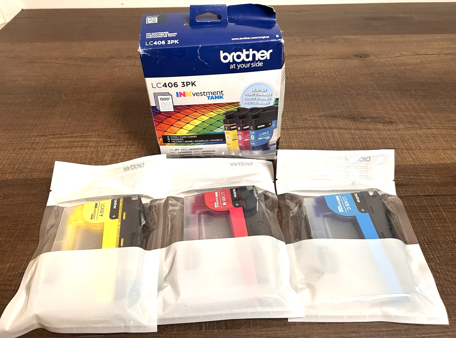 Brother LC406 3PK INKvestment Tank Color Ink Cartridges Open Box EXP 5/26