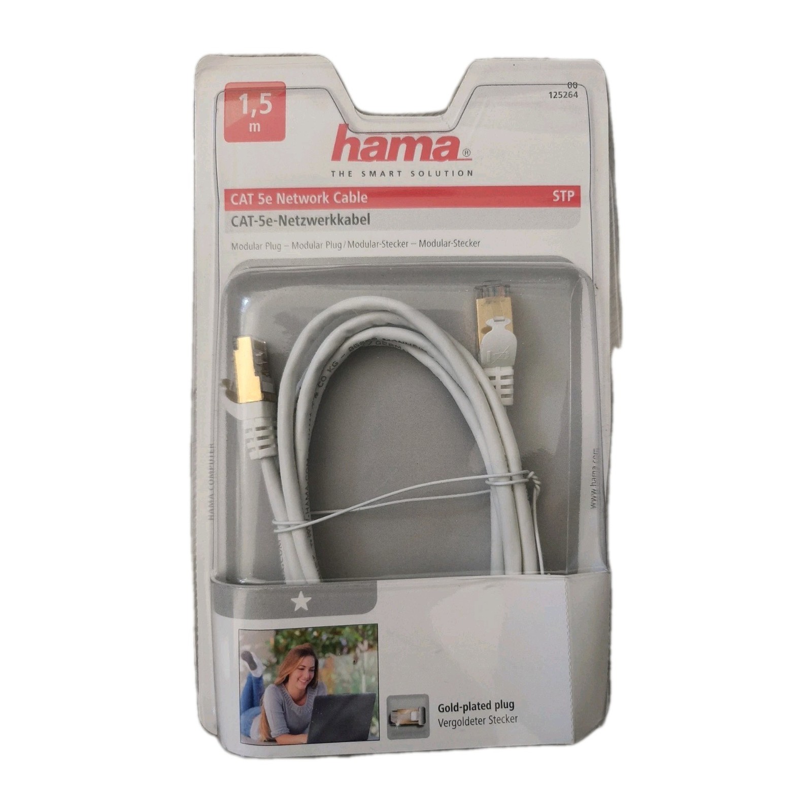 Hama CAT-5e network cable 1.5m STP patch cable gold-plated Gigabit Ethernet LAN W