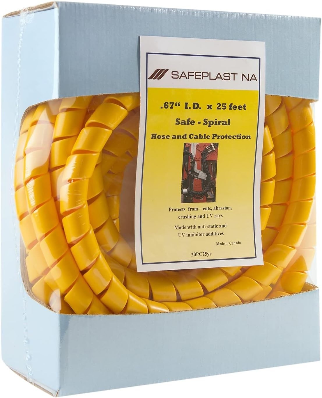 Spiral Hose Protector HDPE Yellow 0.75" Protect Hydraulic Pneumatic Lines