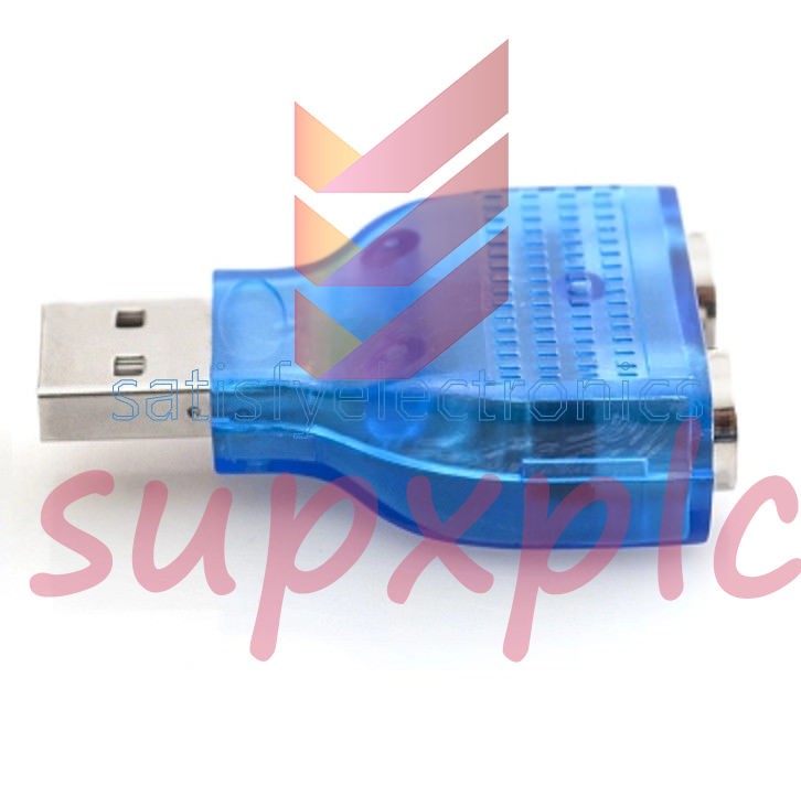 1PCS NEW For PS/2 Mouse Keyboard USB To Dual 2 PS2 PS/2 Converter Adapter Blue.