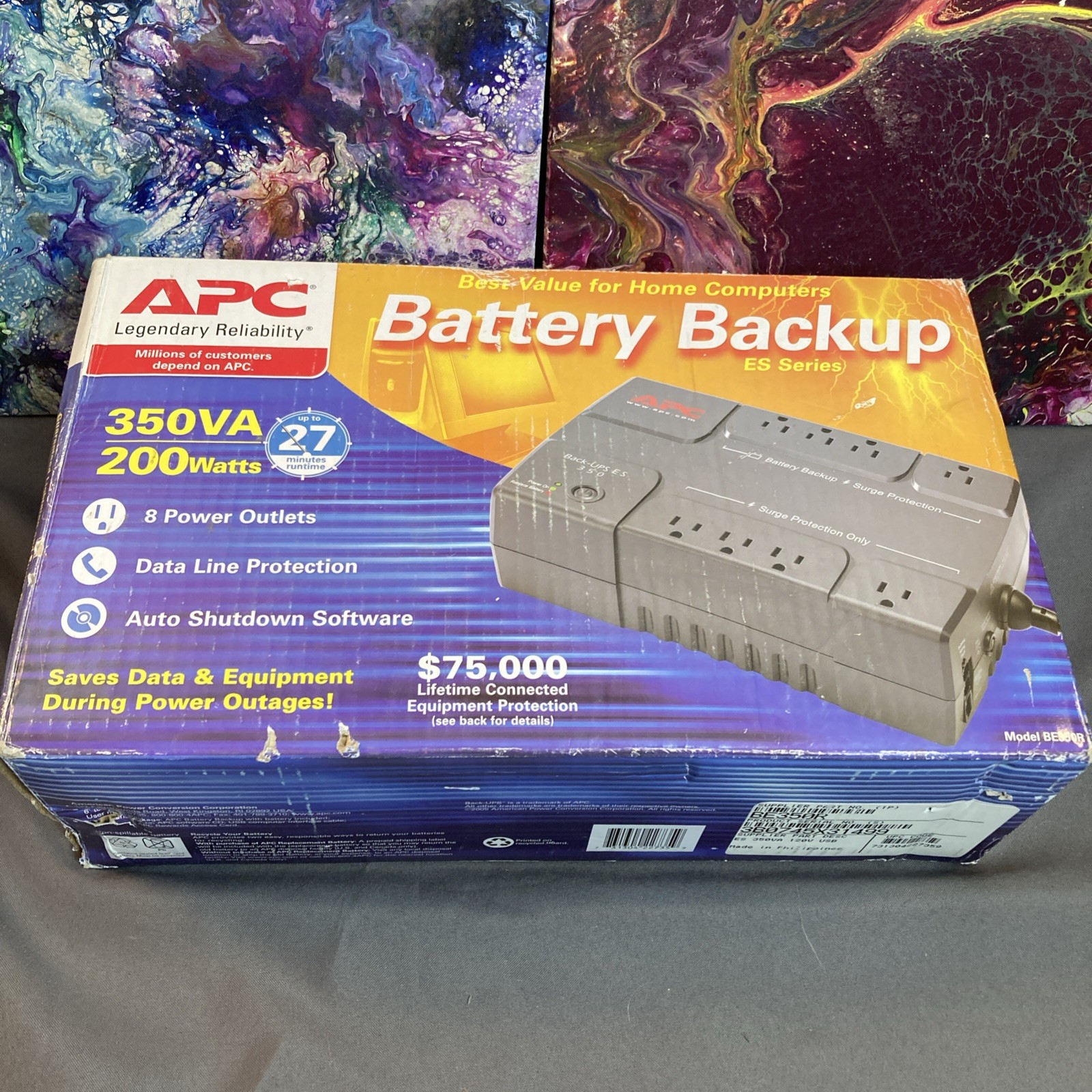 APC 350VA 200 Watts Backup ES Series 8 Power Outlets Data Line Protection