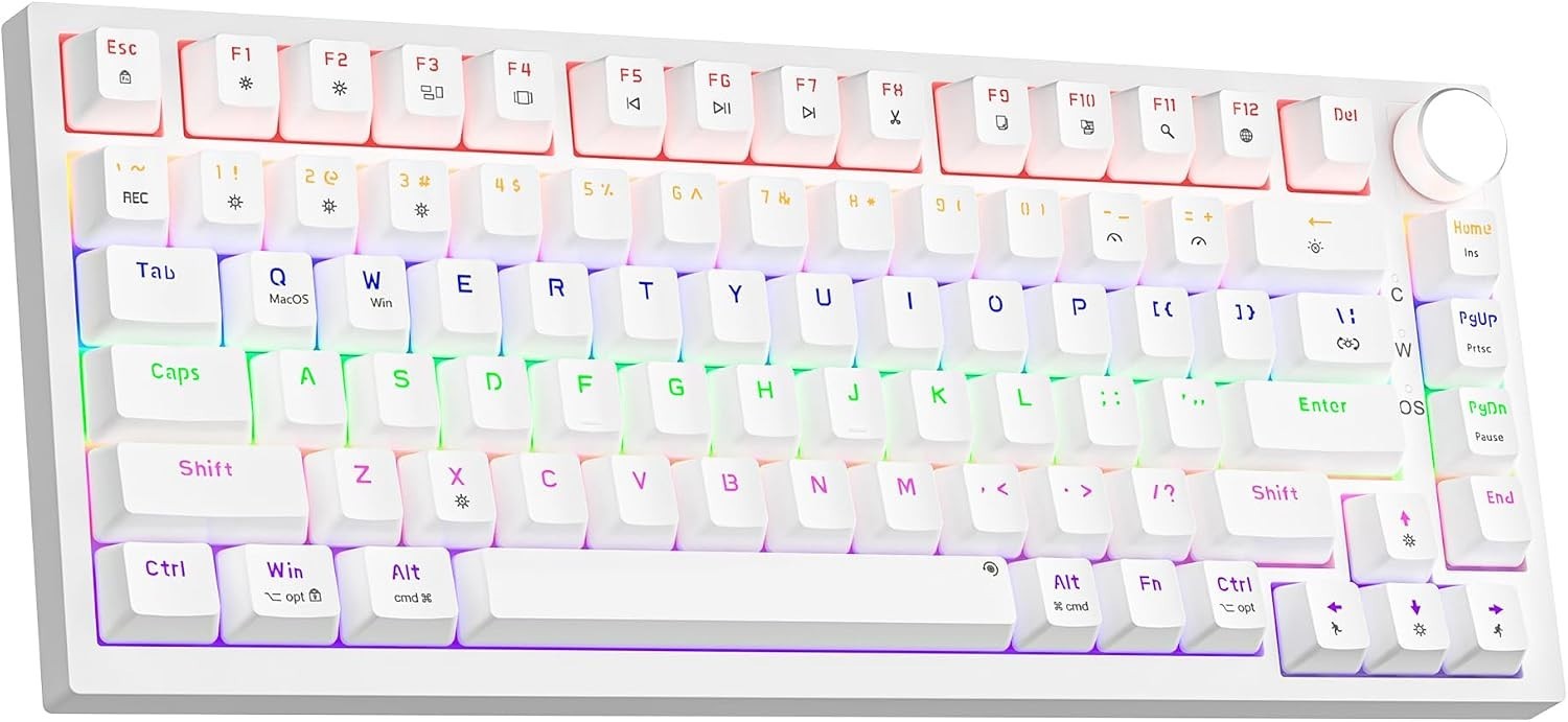 GM326 75_ Percent Mechanical Keyboard,Wired Mini Backlit Hot White