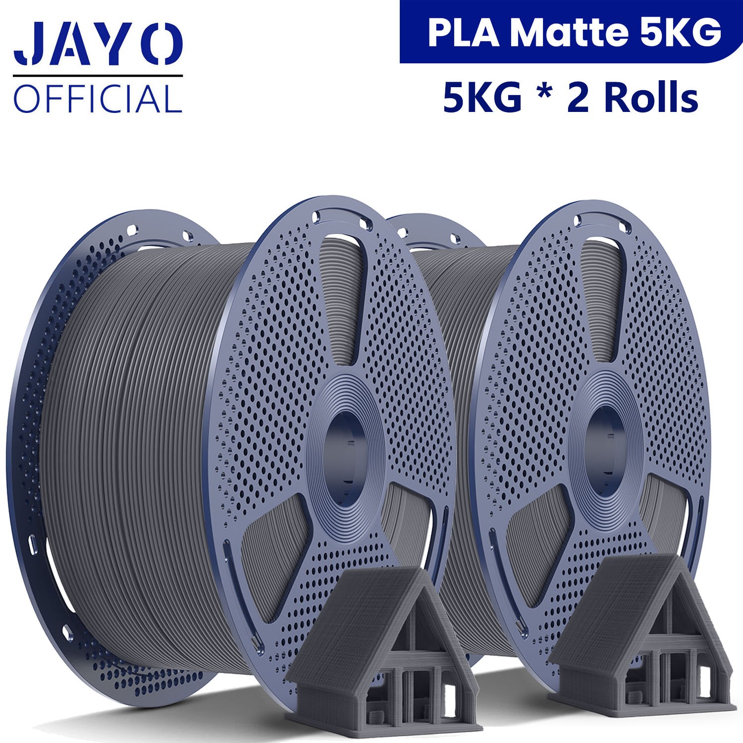 JAYO 2 Rolls PLA Matte Gray 5KG Large Spool 3D Printer Filament 1.75mm Matte PLA