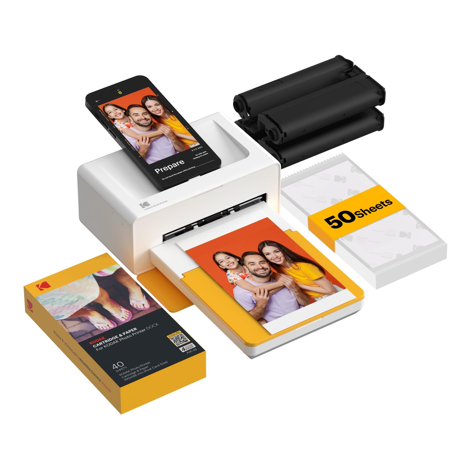 KODAK Dock Plus 4x6 Photo Printer Yellow Smartphone Dock Bluetooth Wireless