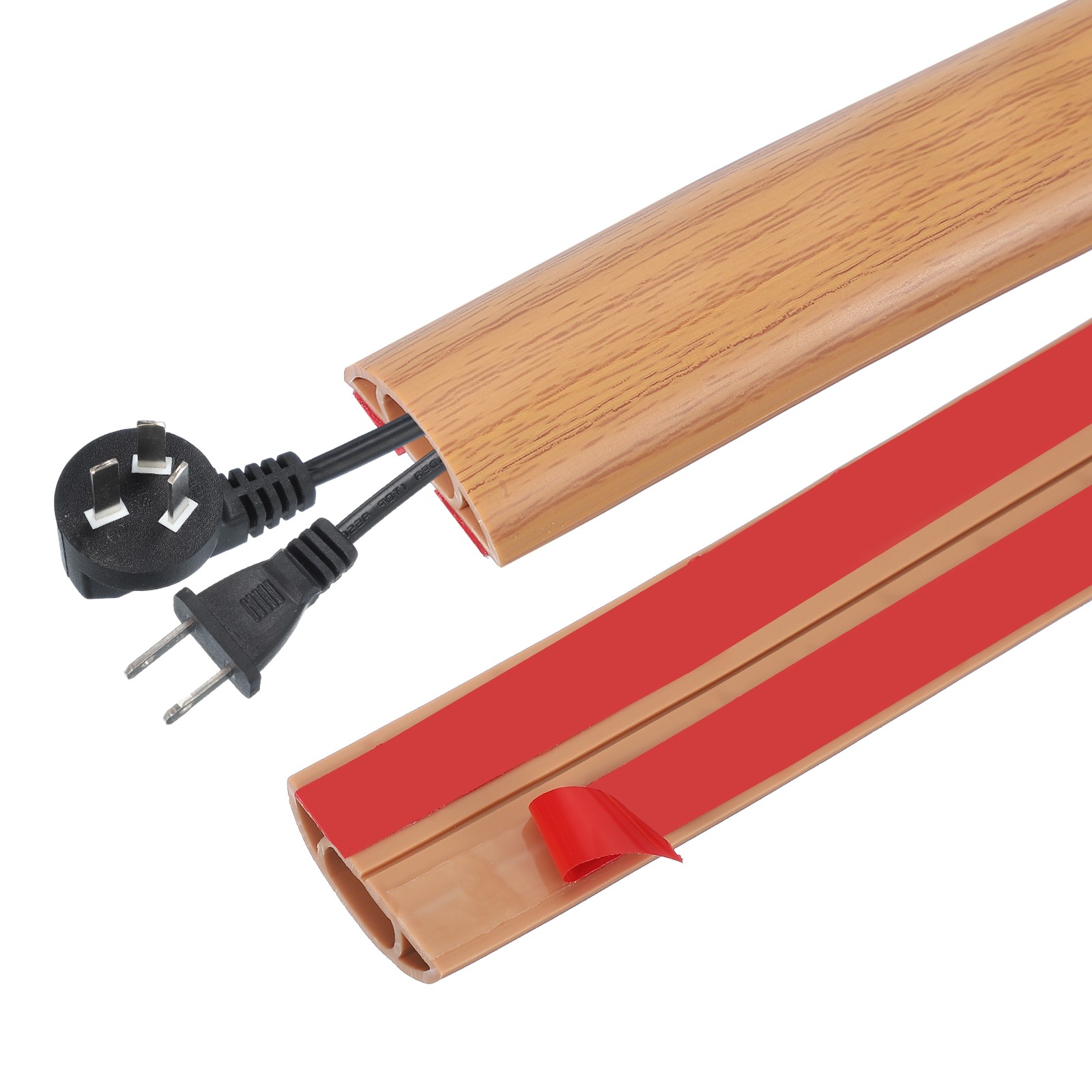 10FT Floor Cord Cover, 0.43" W x 0.28" H Cord Hider, Yellow Oak