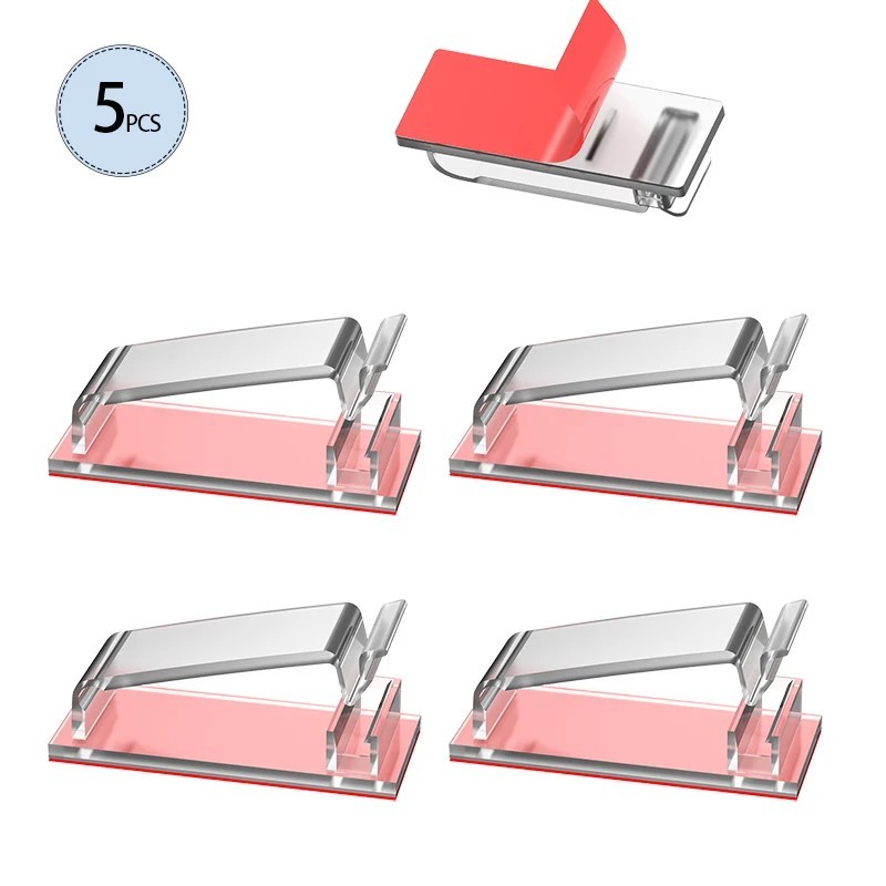 5/10/20/50 Self Adhesive Cable Clips Wire Organizer Cord Holder for Desk TV PC
