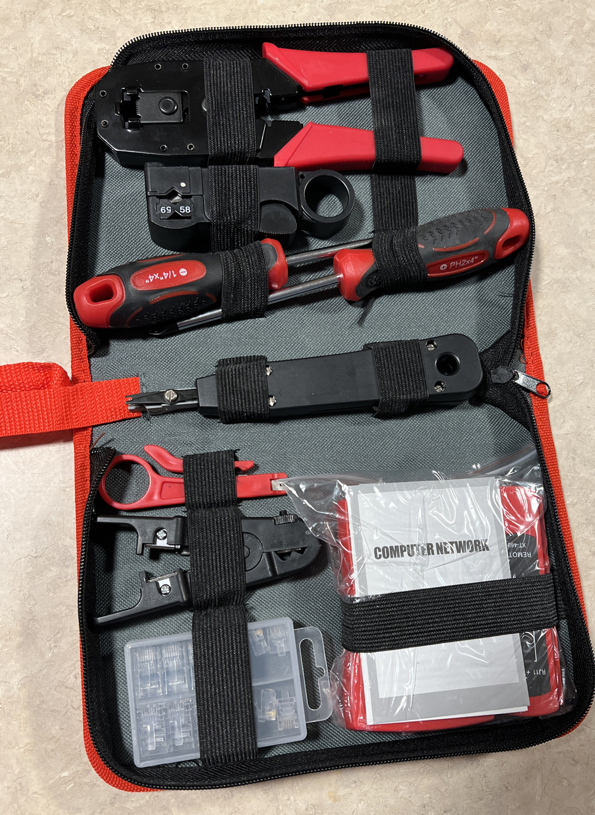 Hi-Spec 9 Piece Network Cable Tester & Wiring Repair Tool Kit. Rapid RJ11, RJ45 