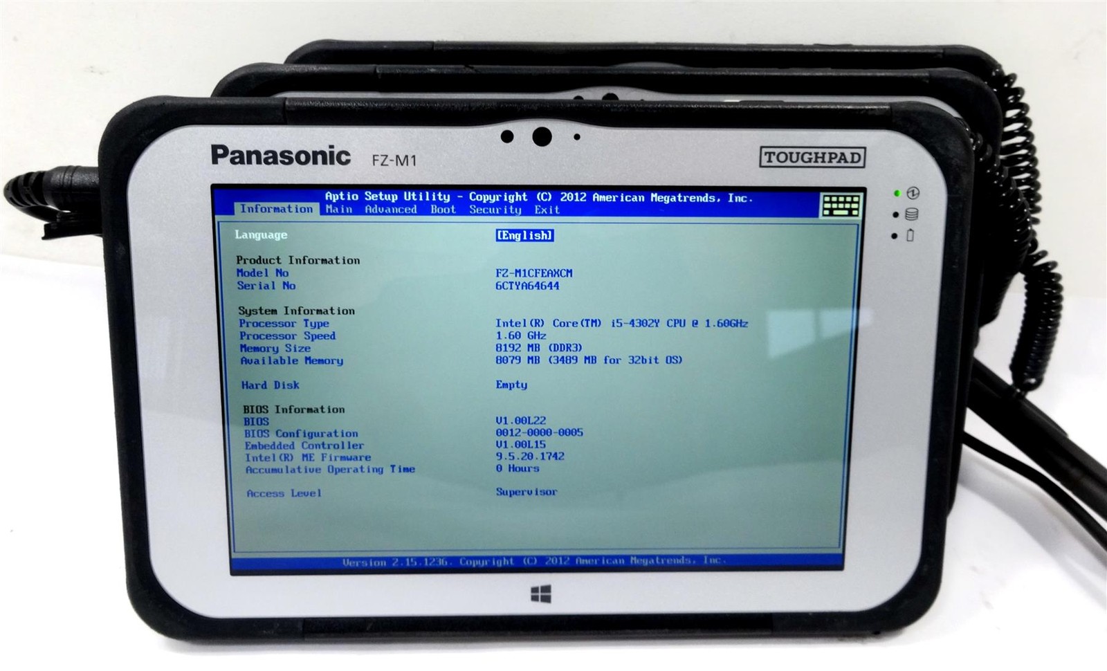 Lot 3 Panasonic ToughPad FZ-M1Core i5-4302Y 1.60GHz 8GB No SSD -00 Hours