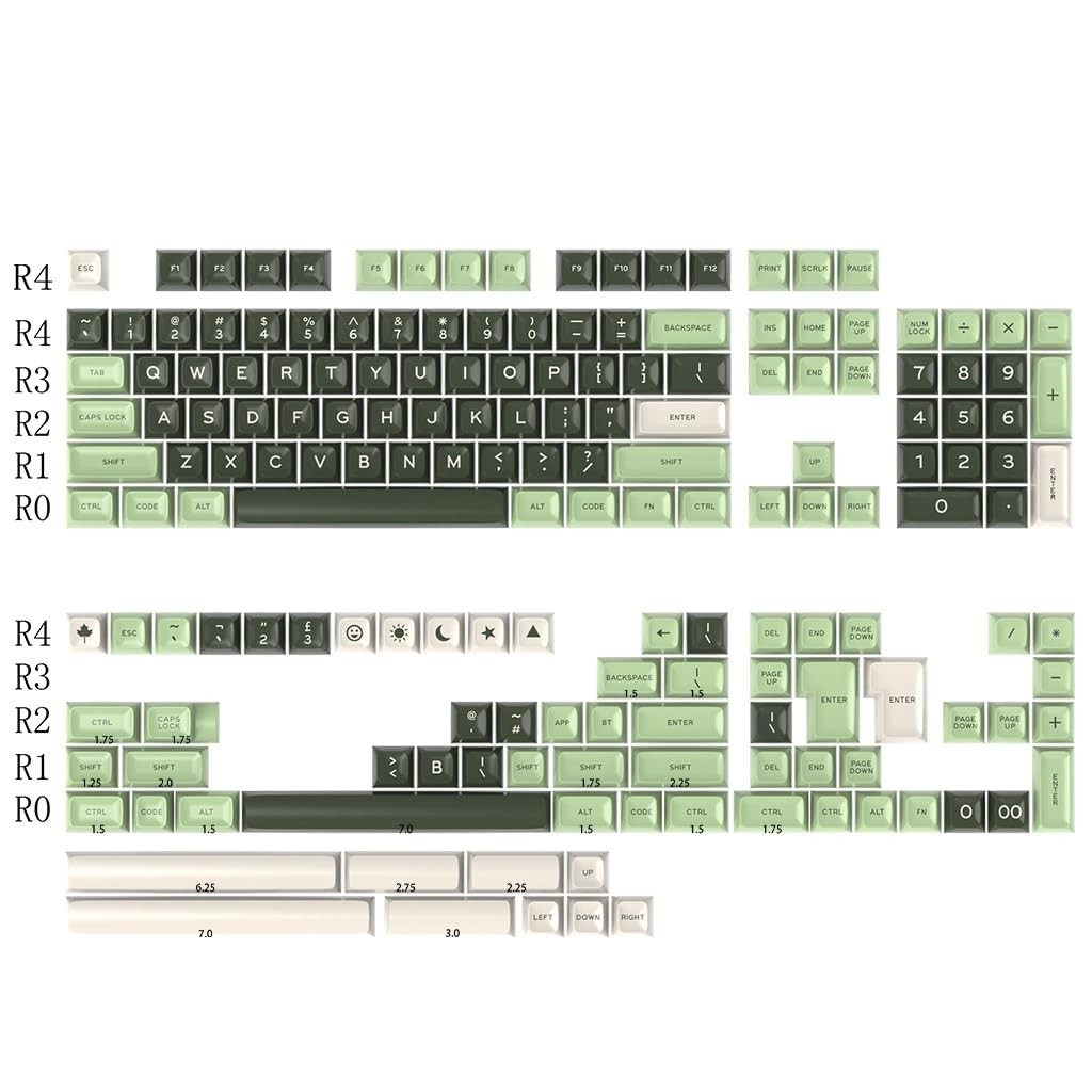 172 Keys PBT Keycaps SA Profile Double Shot Custom Cherry MX Gradient Green
