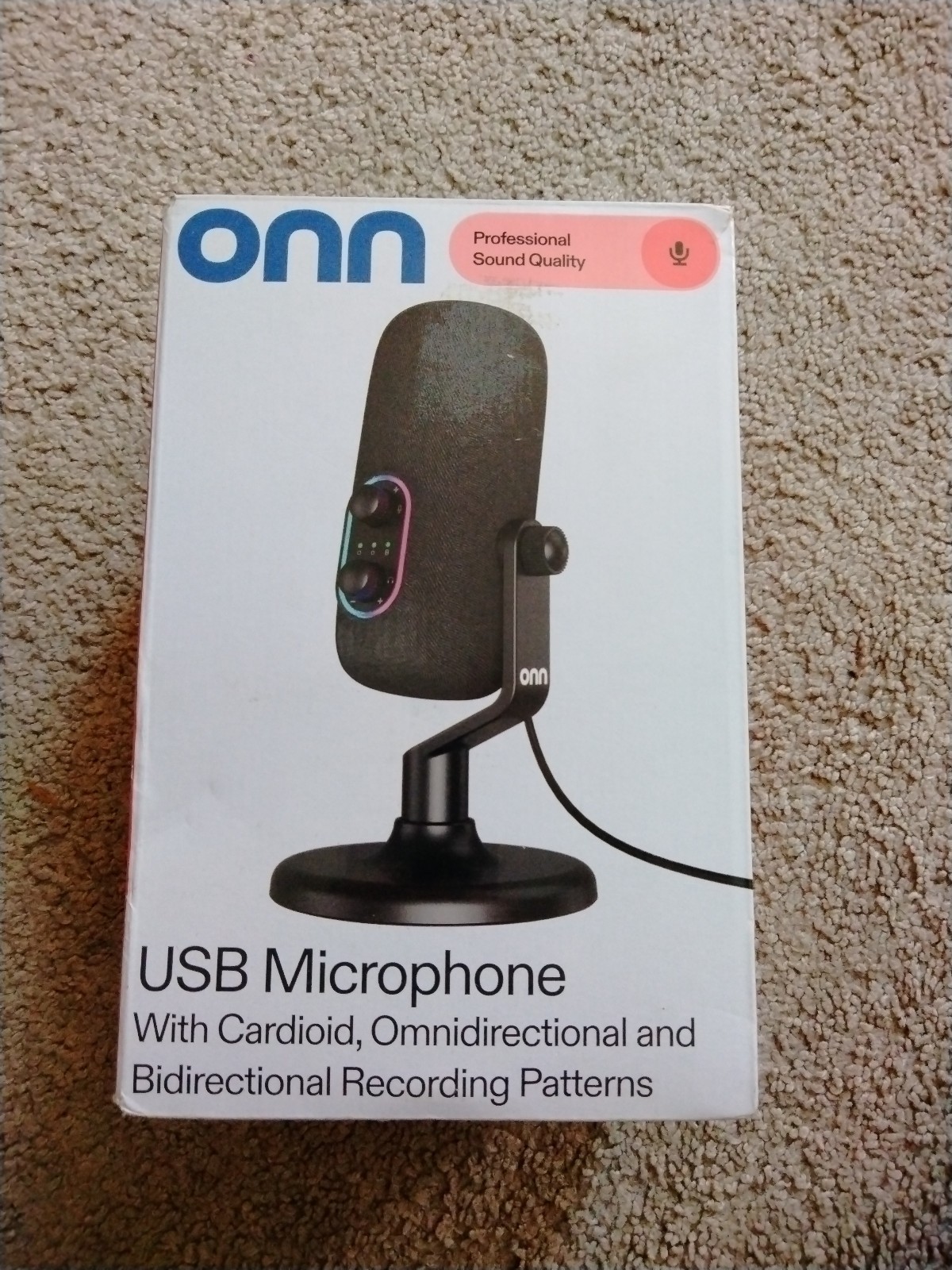 onn USB Microphone Black USB RGB
