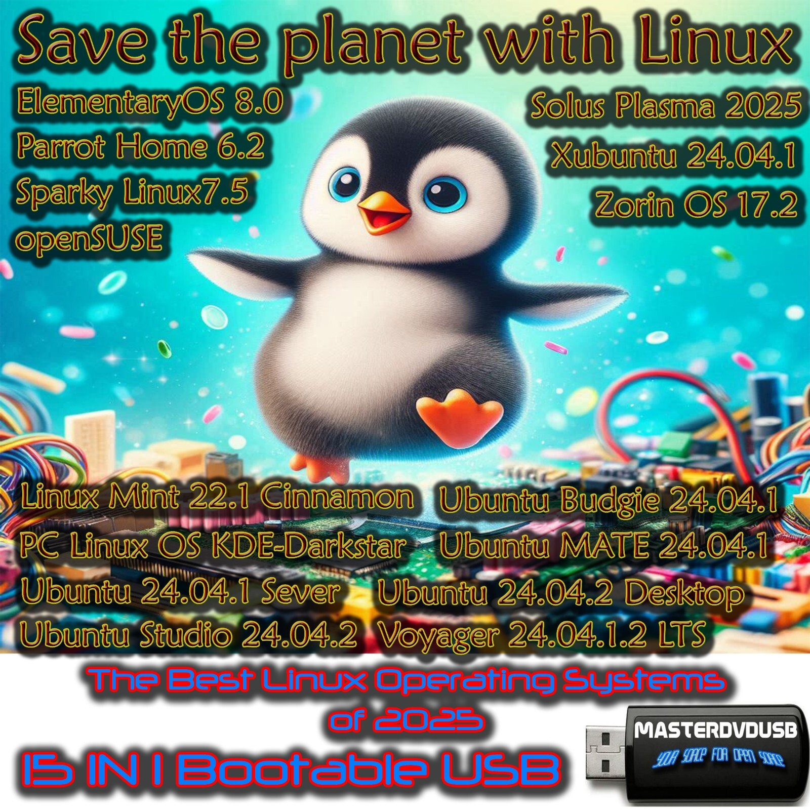 Linux Multi-Boot USB 15-in-1 Best Linux Operating Systems of 2025 For Everybody