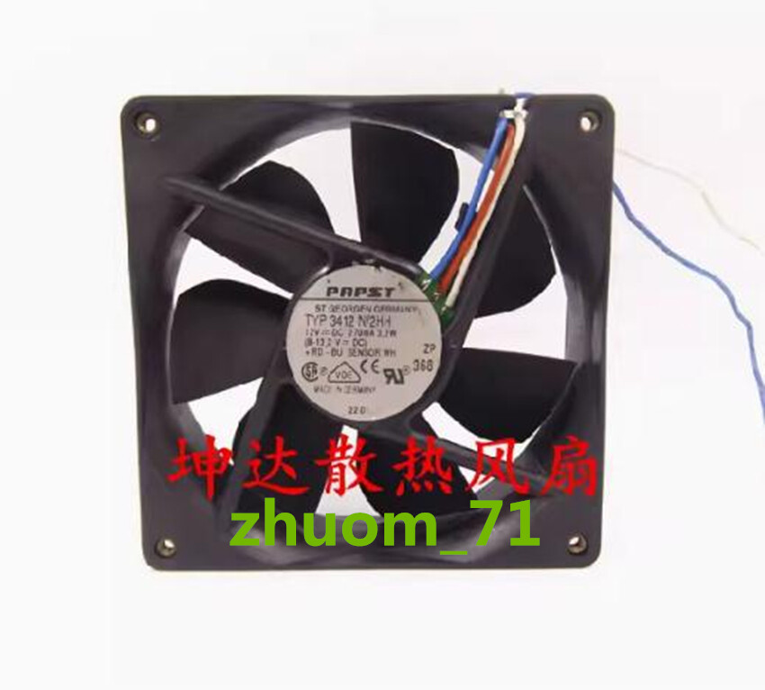 1PC PAPST TYP3412N/2HH 3 12V 270MA 3.2W 9225 cooling fan