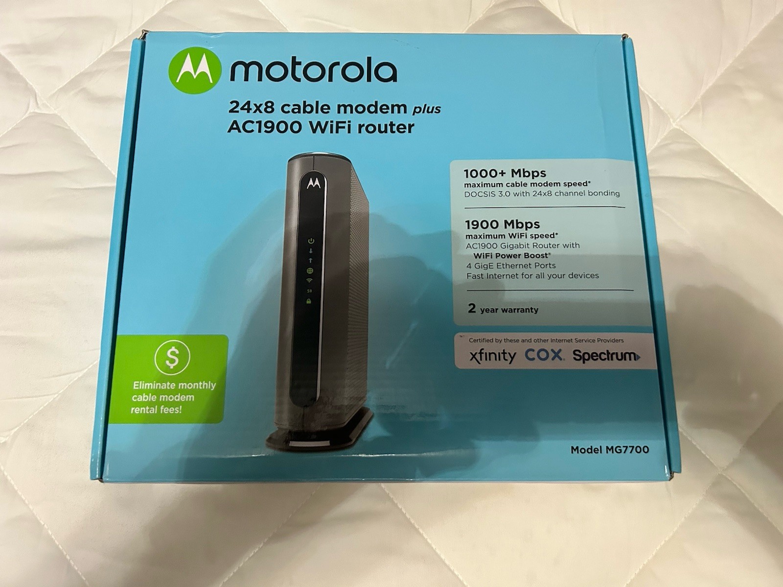 Motorola 24x8 Cable Modem plus AC1900 WiFi Router  