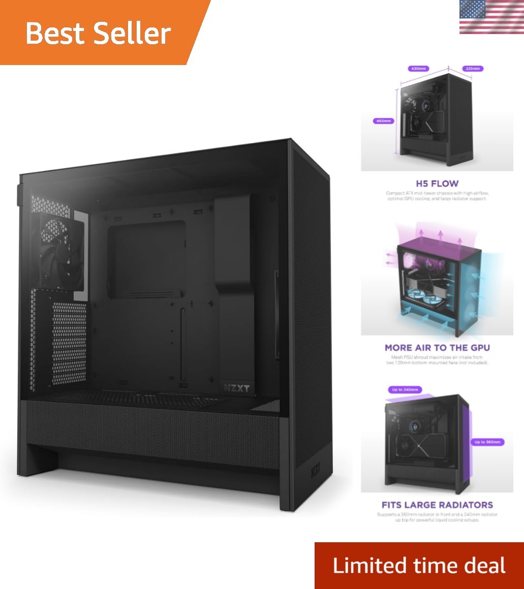 H5 Flow Compact Gaming Case - Elegant Design with Exceptional Airflow Features