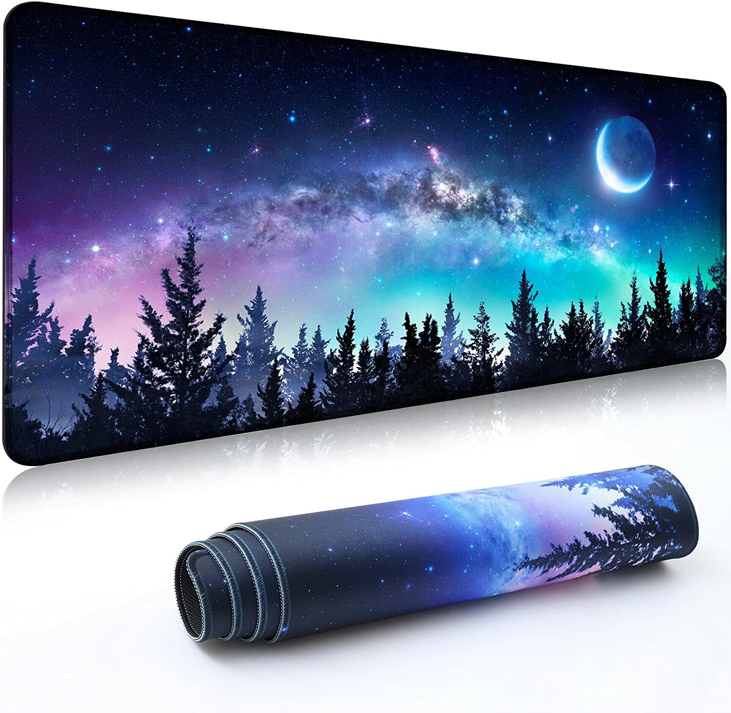 Forest Moon Print Large Desk Mat Mouse Pad Extended Gaming Mat for Keyboard us