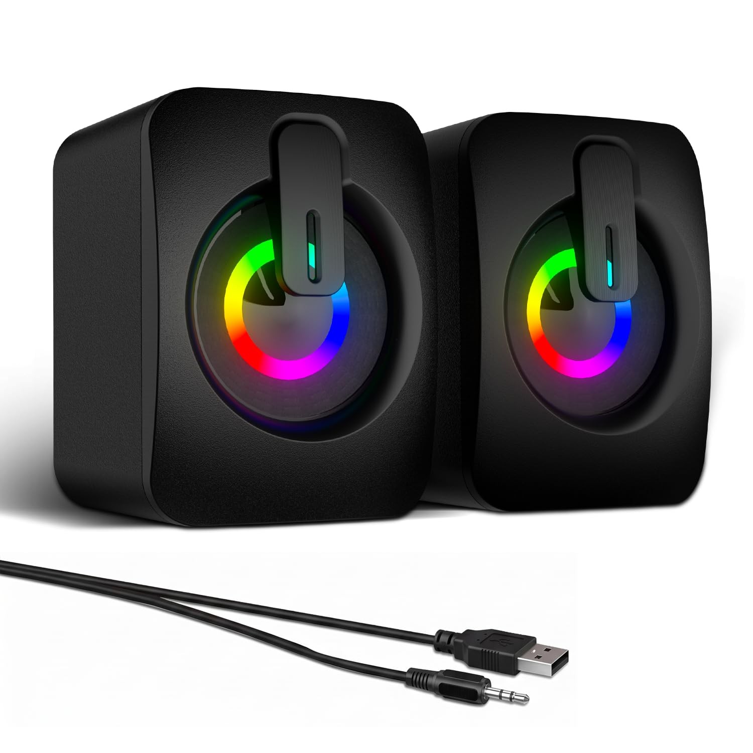 MELOGAGA RGB Computer Speakers, USB Powered 3.5mm Stereo for PC Laptop