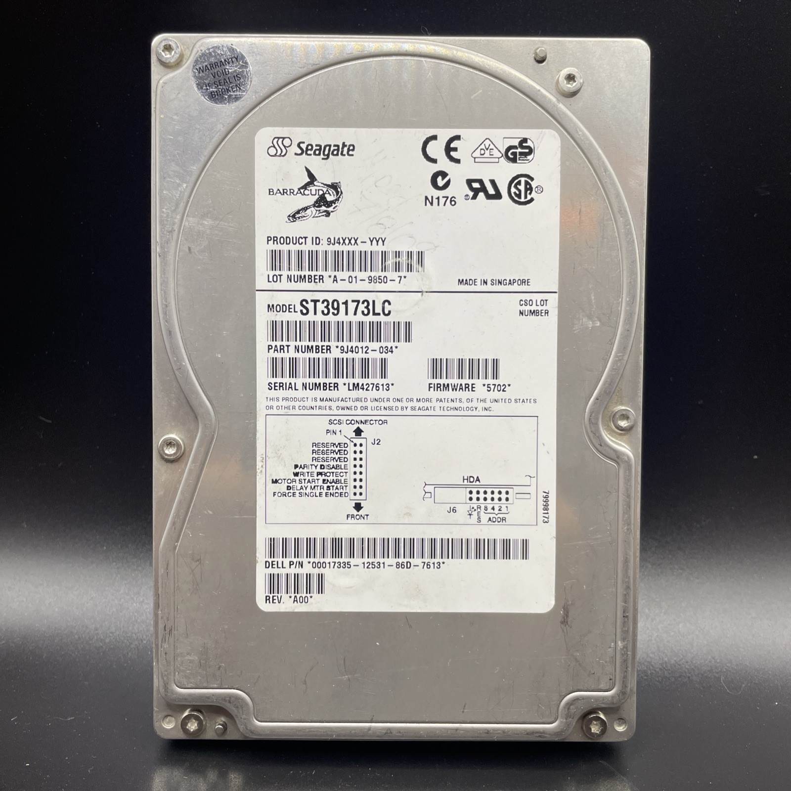 Seagate Barracuda 9LP 9.1GB Internal 7200RPM 3.5" (ST39173WC) HDD