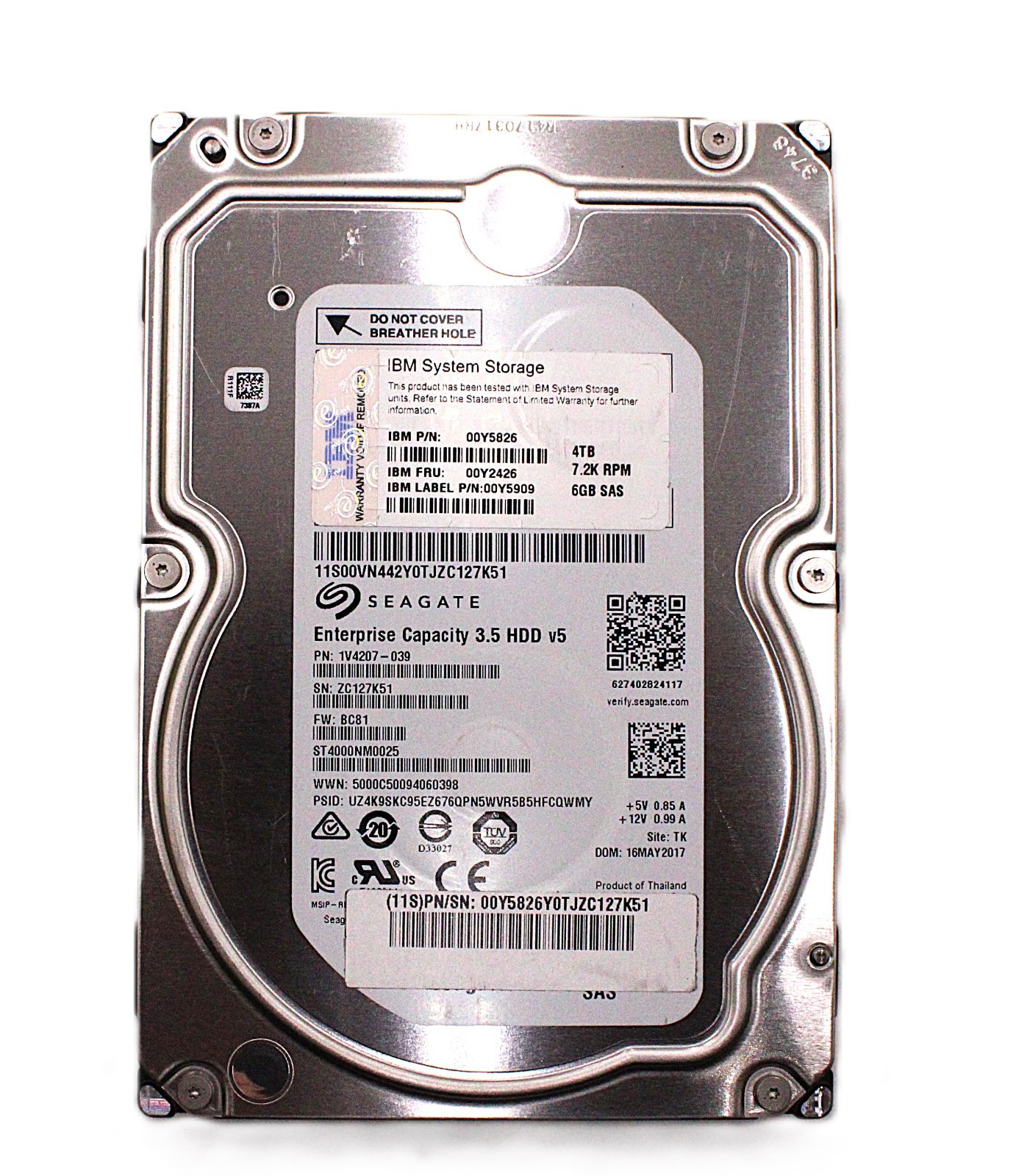 Seagate 4TB Enterprise Capacity 3.5" HDD v5 SAS | ST4000NM0025| 1V4207-039