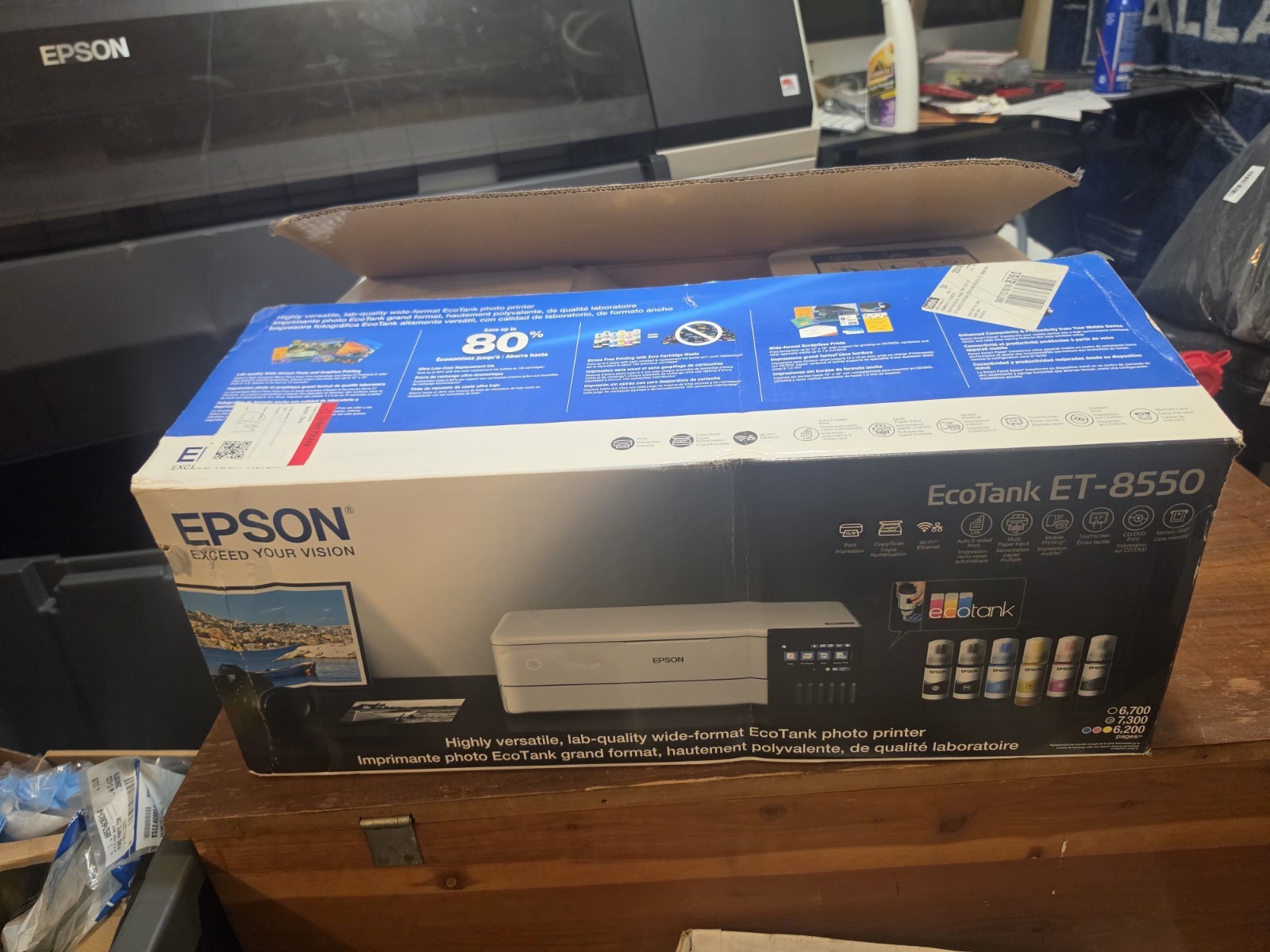 New Epson EcoTank Photo ET-8550 Color Inkjet All-In-One Printer - White