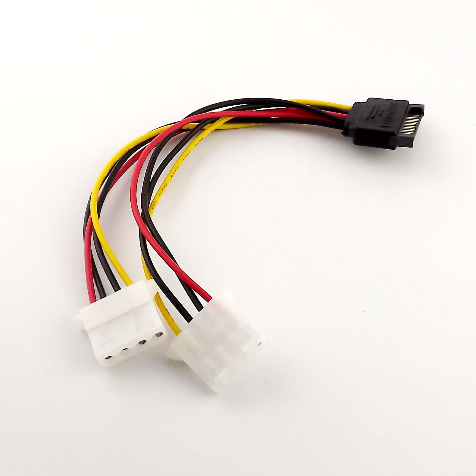 1pcs Dual Female 4-pin Molex IDE Power Drive Adapter Cable to SATA 15-pin Male