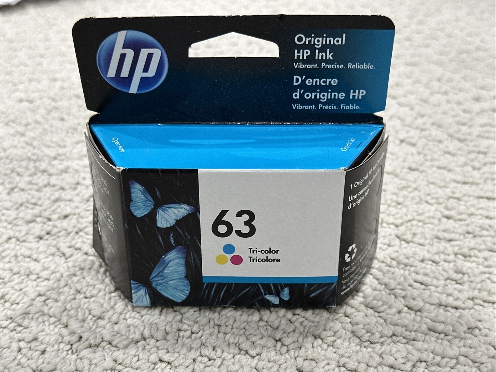 HP 63 Genuine Tri-Color Ink Cartridge New Sealed Expired 7/2022.