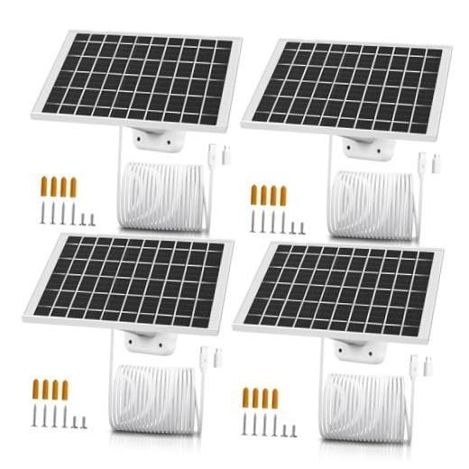 4 Pack 7W Solar Panels- IP65 Waterproof, Charger with 10FT USB-C Cable and