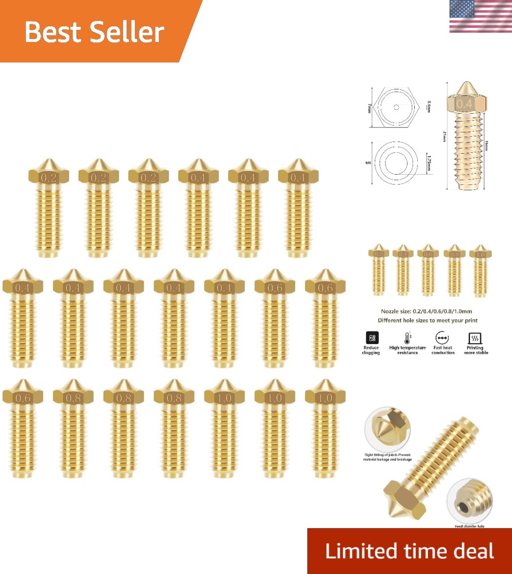 20PCS Barss Nozzles Kit for Kobra 2, 3D Printer 8PCS 0.4mm and 3PCS 0.2mm, 0....