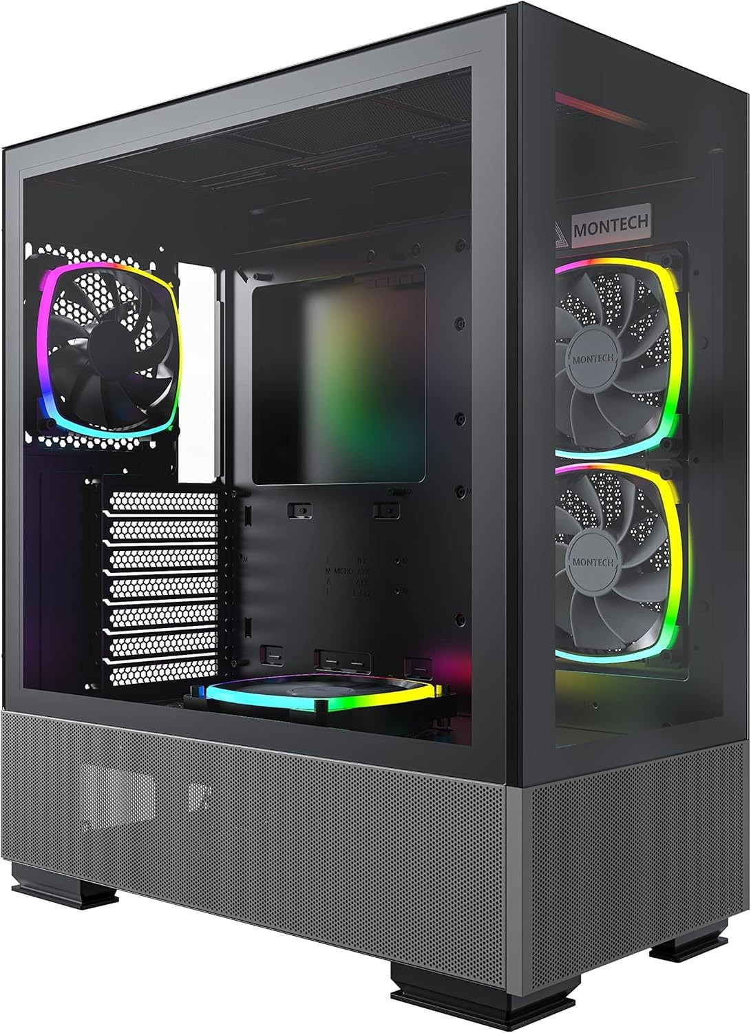 Montech Sky Two Mid Tower ATX Computer Case, Black - DAMAGED LEG, CAUSES WOBBLES