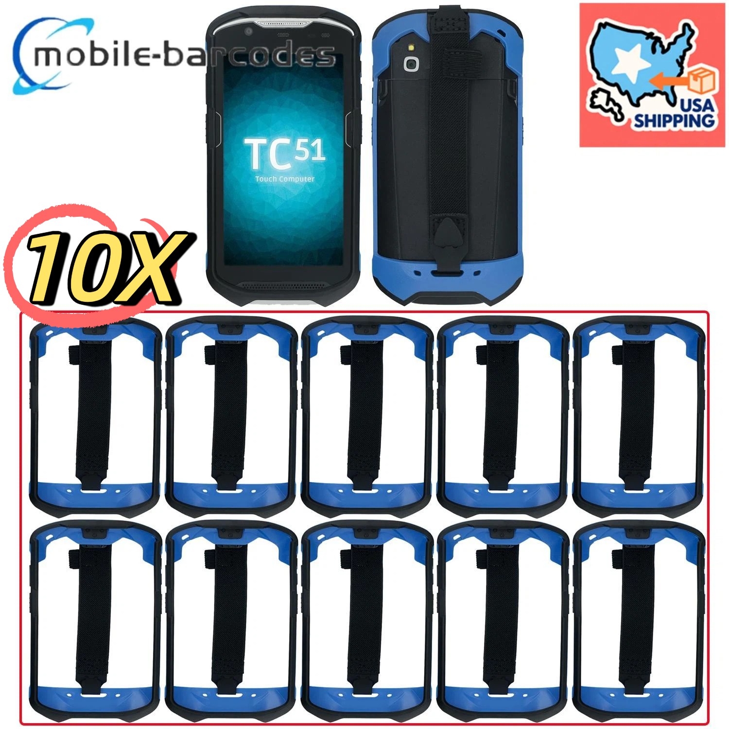 10X Blue Protective Cover Case Rugged Boot for Zebra TC51 TC510K TC52 TC56 TC57