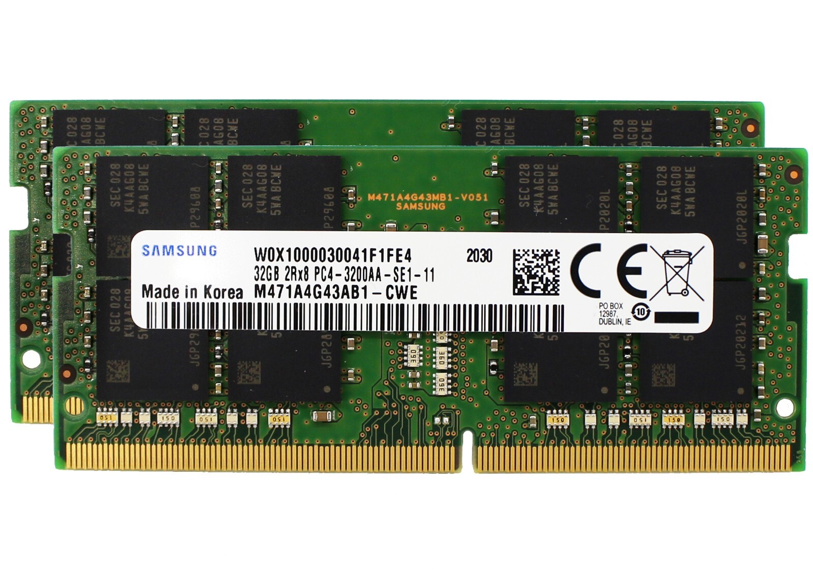 Samsung 2x32GB PC4-25600 DDR4 3200 MHz SODIMM Laptop Memory RAM M471A4G43AB1-CWE