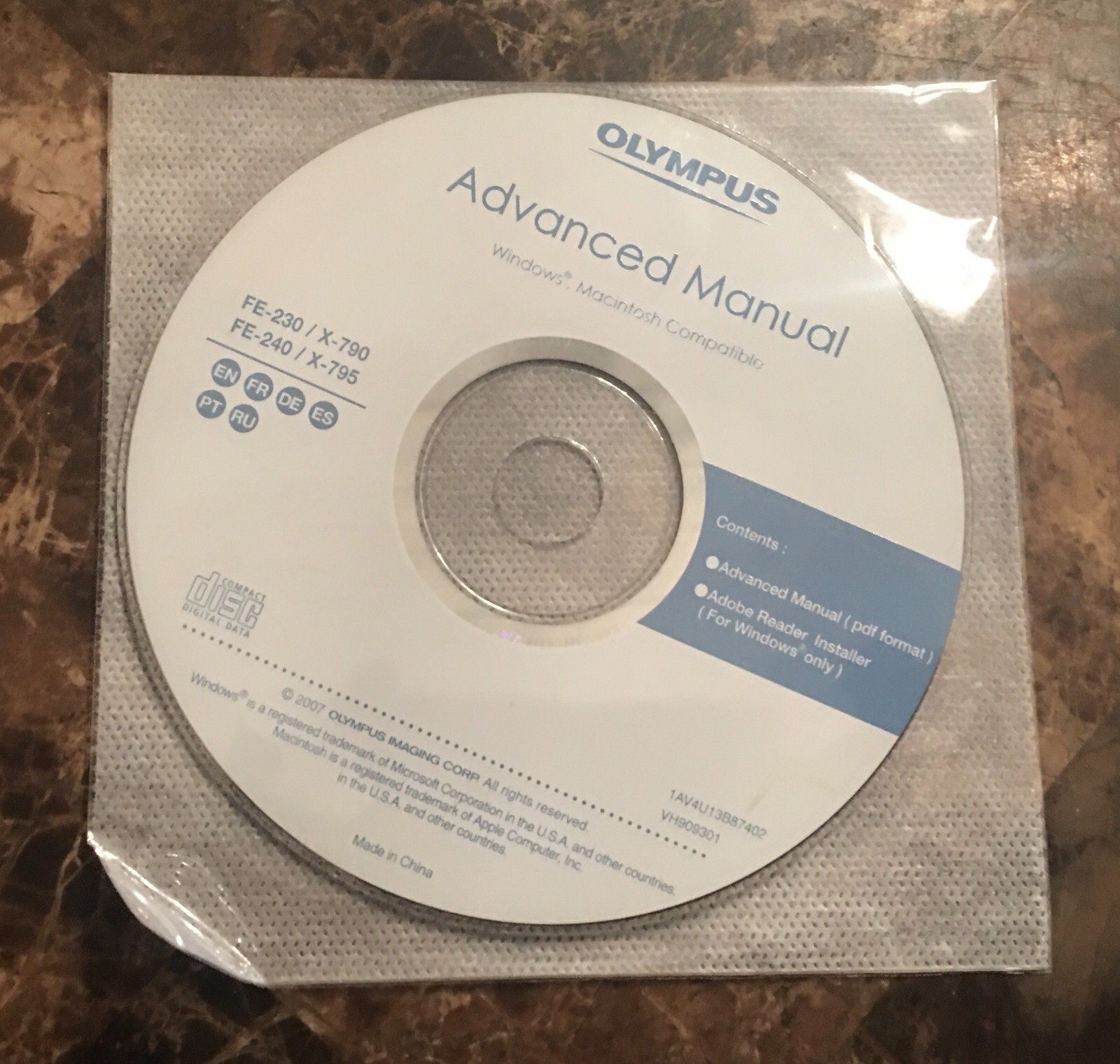*PC Software - Olympus Advanced Manual - Microsoft Windows MacIntosh Compatible