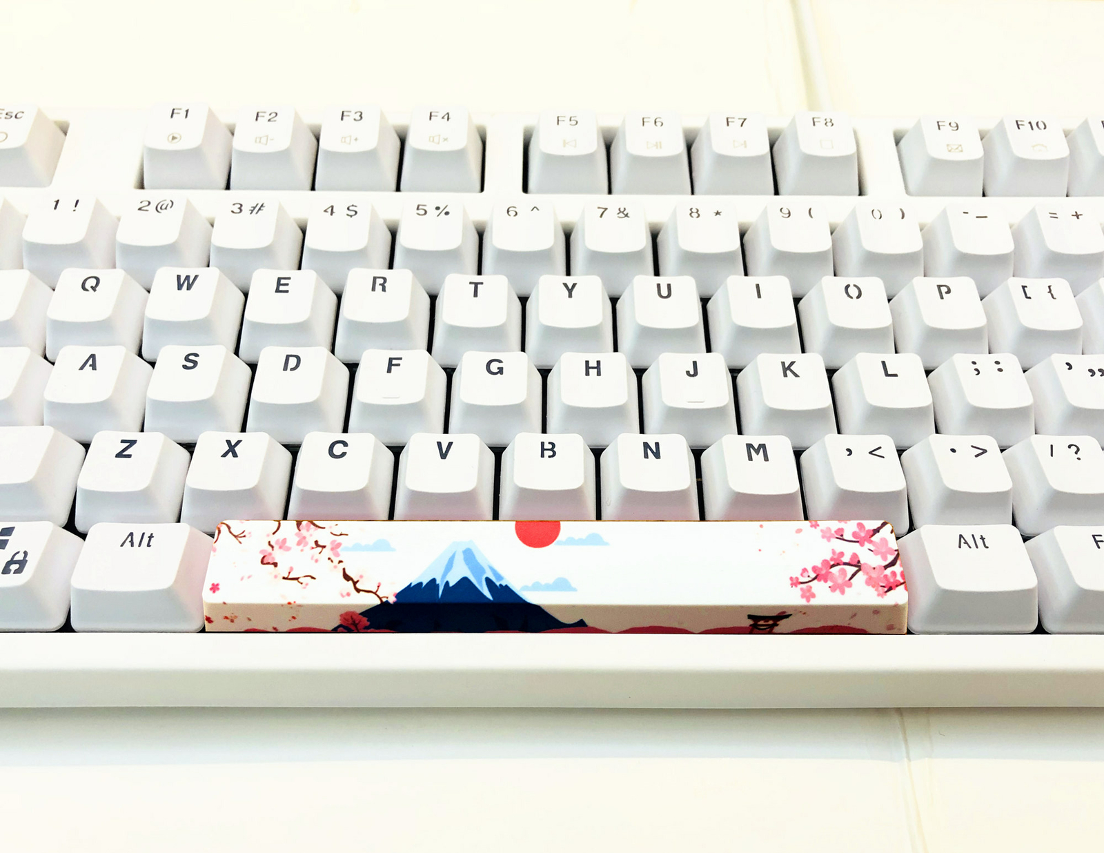 Mount Fuji Sakura Dye-sub Spacebar Keycap Cherry Profile for Mechanical Keyboard