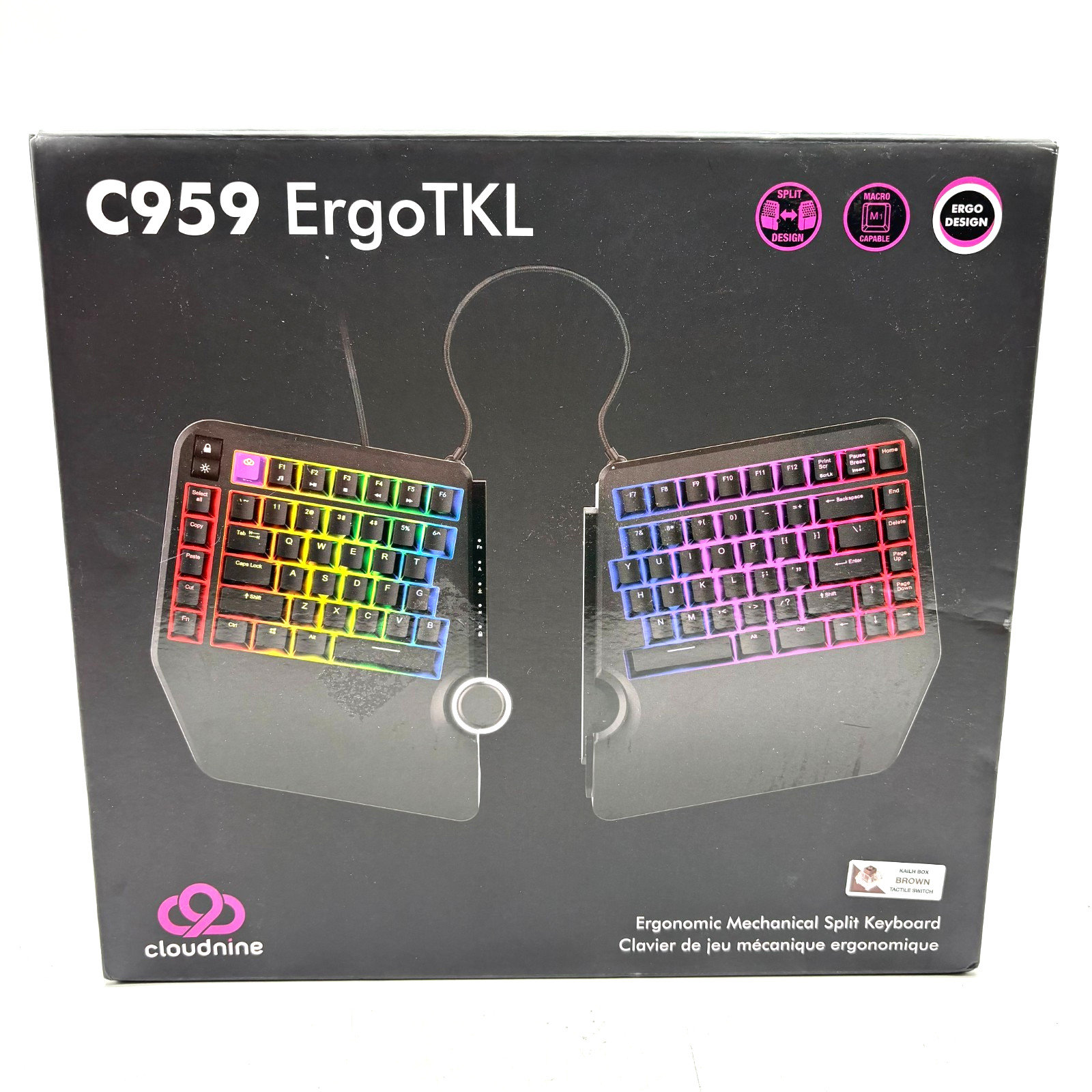 Cloudnine ErgoTKL Ergonomic Mechanical Split Keyboard w/ RGB Backlight: C959