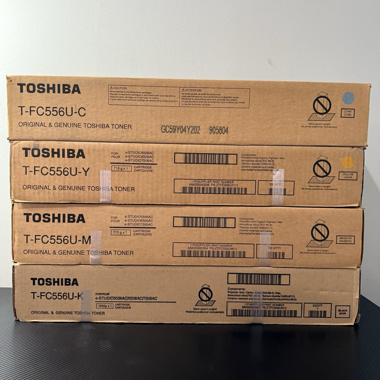 Toshiba T-FC556U Toner Cartridges Set KCMY For E Studio 5506ACT 5508AC 6506AC