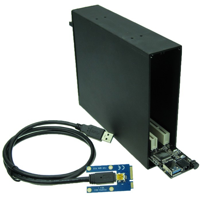 Mini PCIe to Dual PCI Bus Slot Adapter with case enclosure