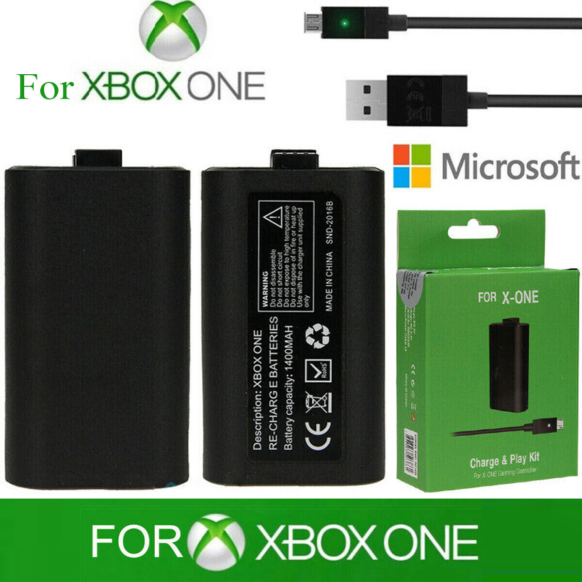 Rechargeable Li-ion Battery Pack Play & Charge Charger for Microsoft Xbox One