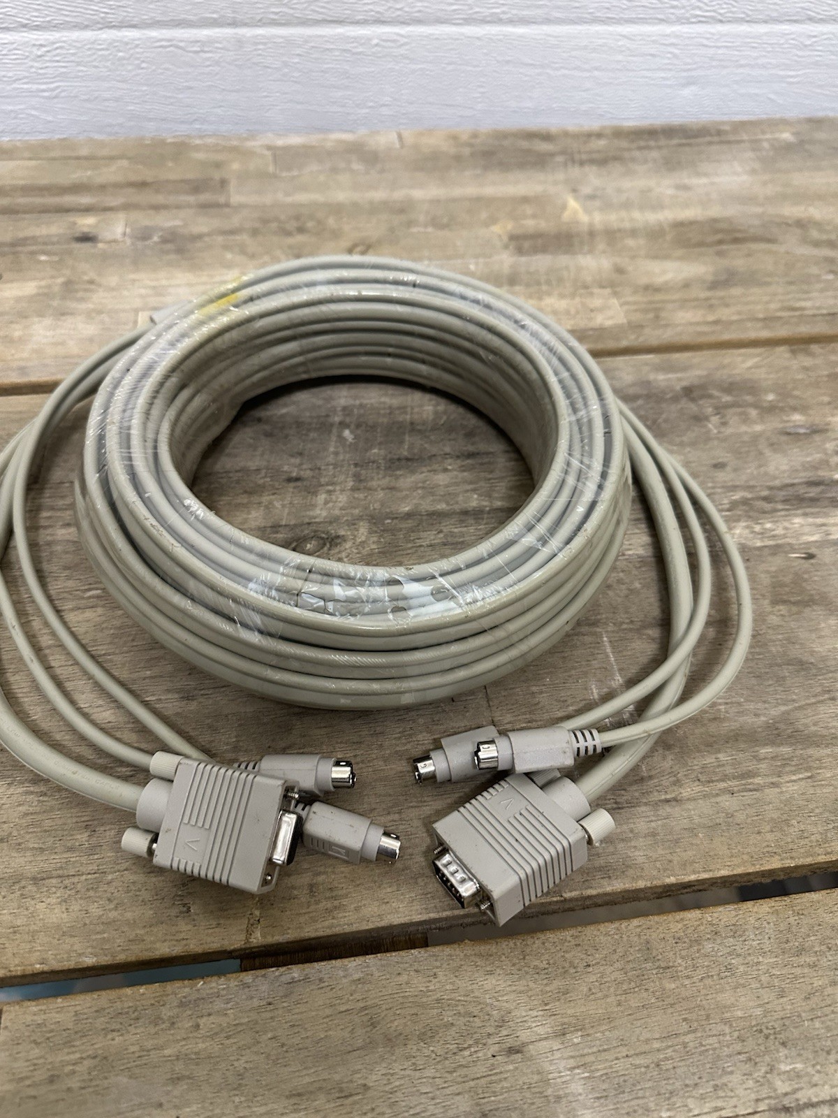 50-Foot KVM Cable VGA PS/2 Keyboard Mouse Extender Wire Gray