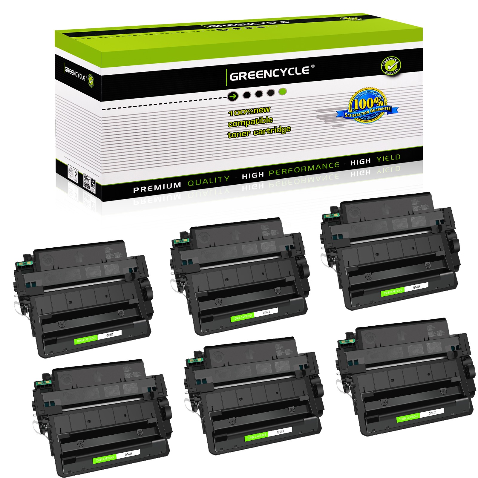 6PK Q7551X Toner Cartridge Compatible with HP Laserjet P3005 P3005N M3027 M3035