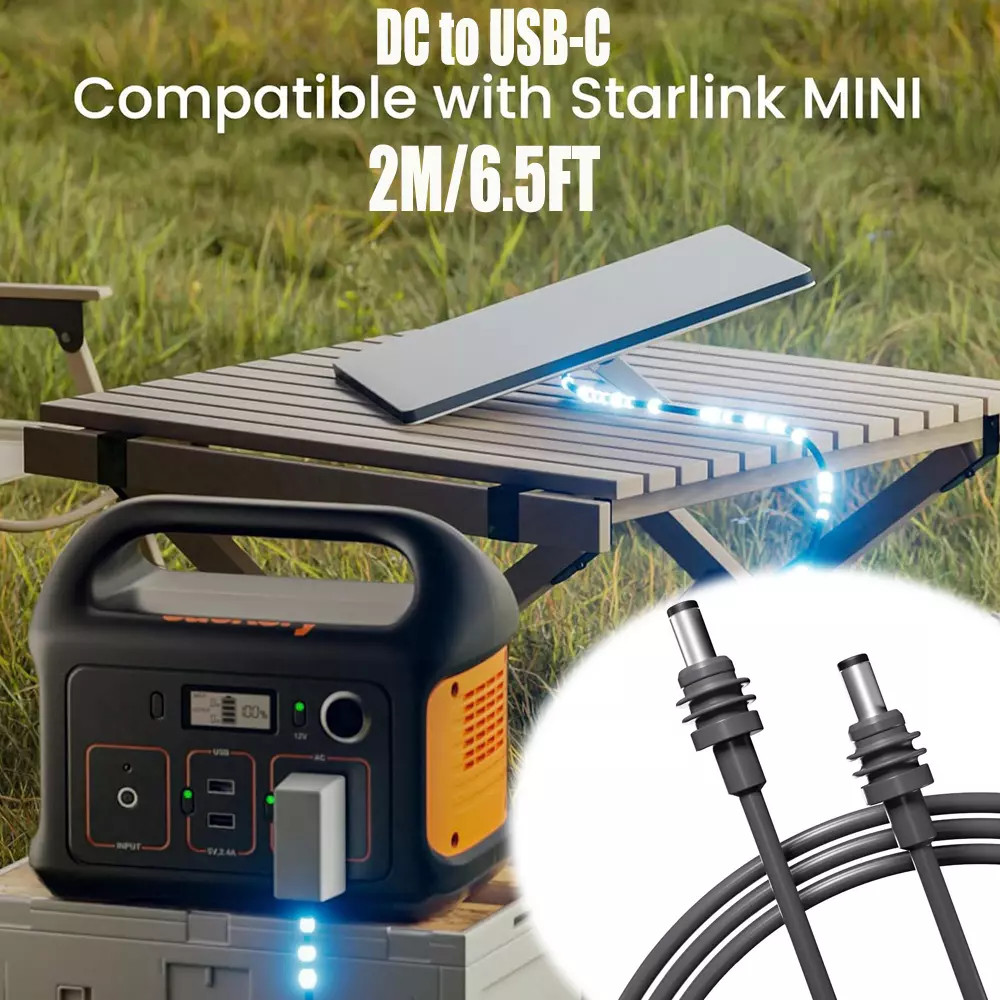 For Starlink Mini DC to USB C Power Replacement Cable 6.5 ft/2m Cord Adapter Kit