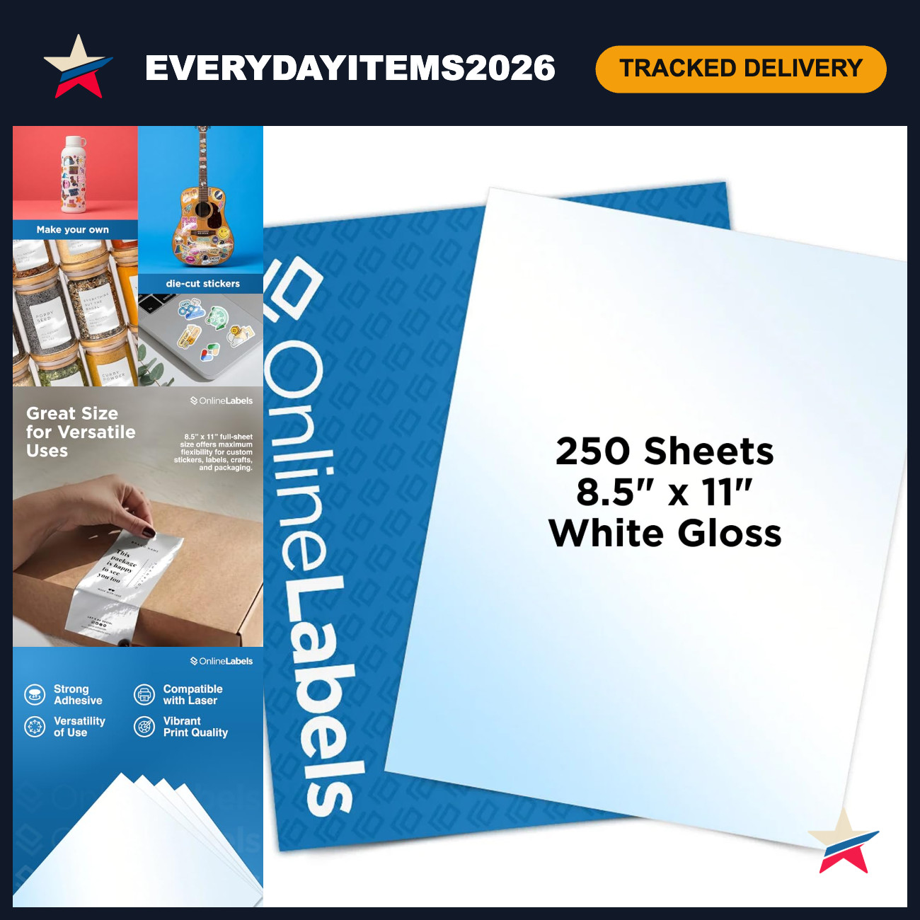 Glossy Inkjet Sticker Paper 8.5" x 11" - White Adhesive Labels for Crafting