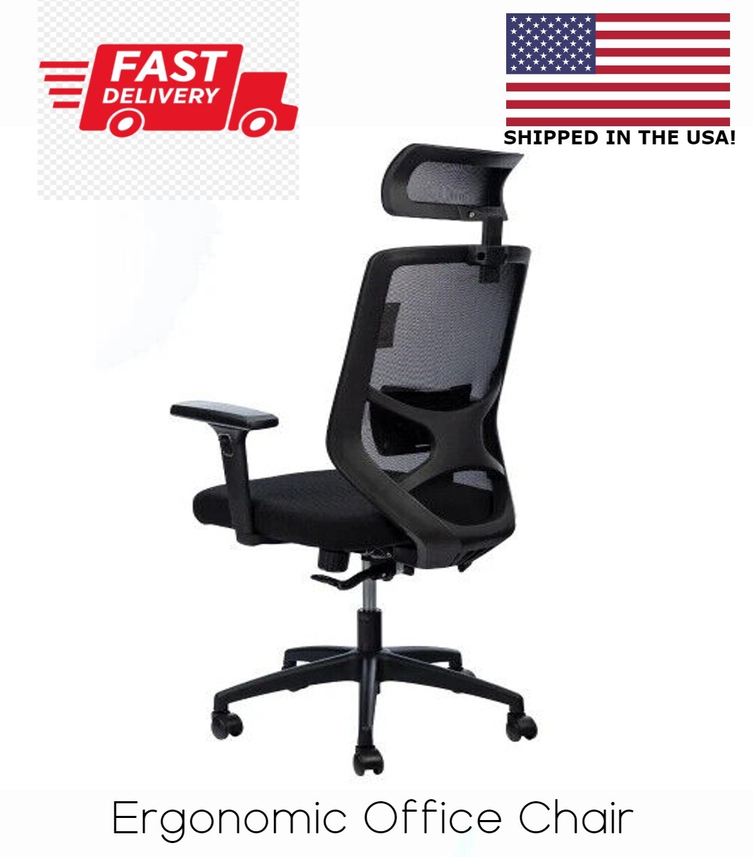 Ergonomic Office Chair with Height Angle Adjustable Headrest Armrest and TIlt